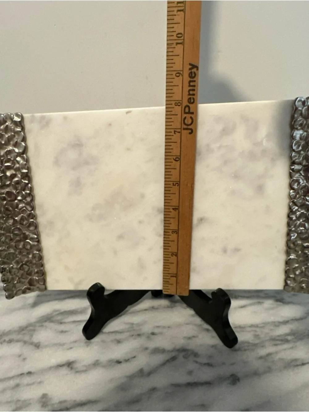 Michael Aram White Marble and Silver Accent Cheese/Serving Board